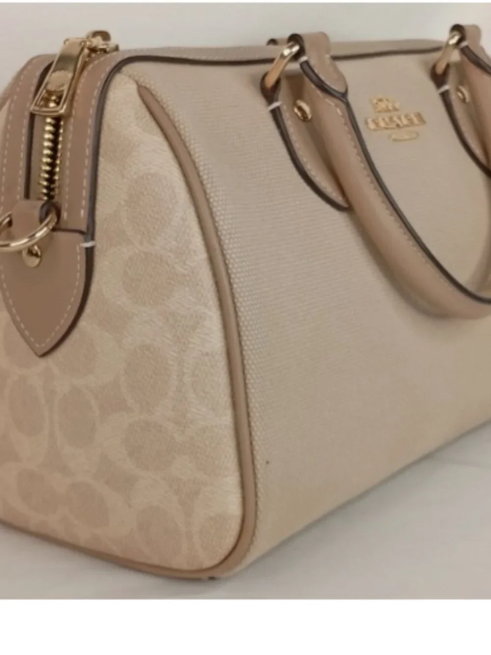 Coach Rowan Satchel Bag In Colorblock w/ Detachable Crossbody Strap Tan CAK58